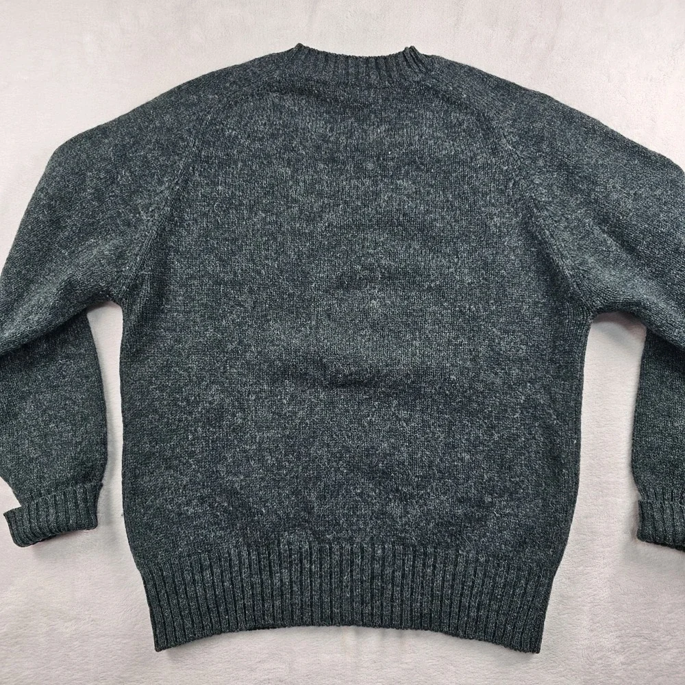 Vtg 100% Shetland Wool Knit Sweater Mens 42 Hunter Forest Green Marled Ireland